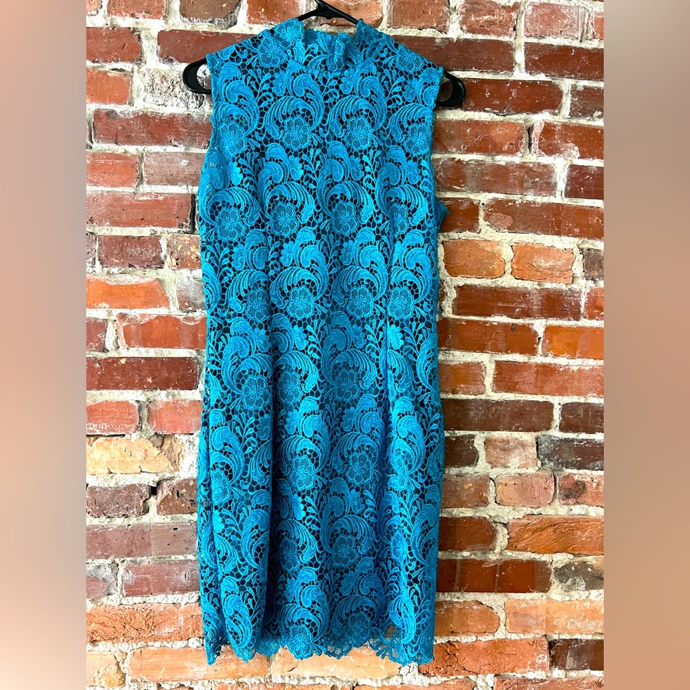 Turquoise Crochet Mini Dress